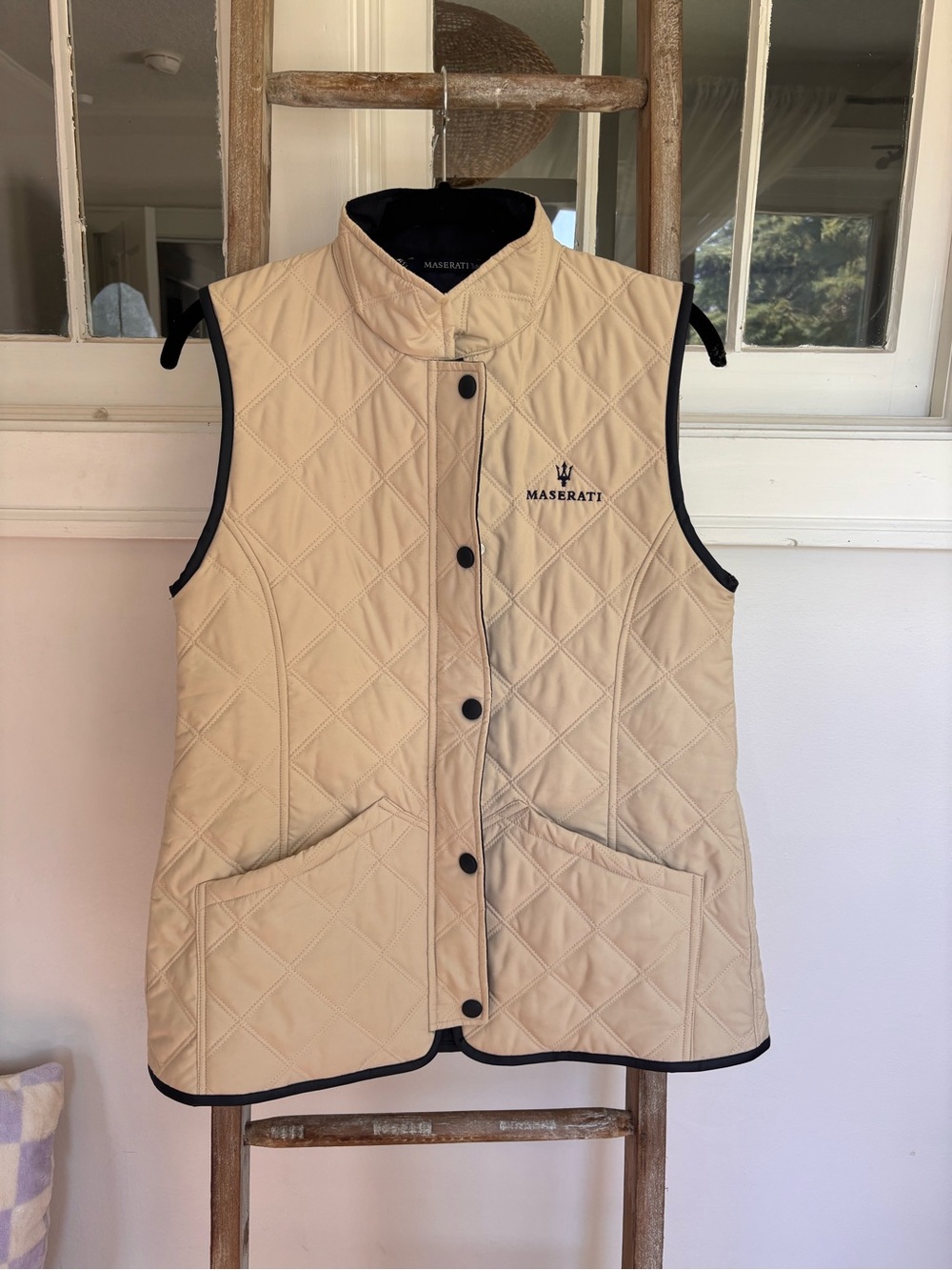 Tan Maserati Quilted Beige Vest - Picture 2 of 5